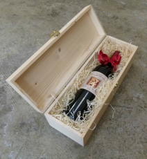 Holzkiste mit Klappdeckel und Schließe für 1 Flasche